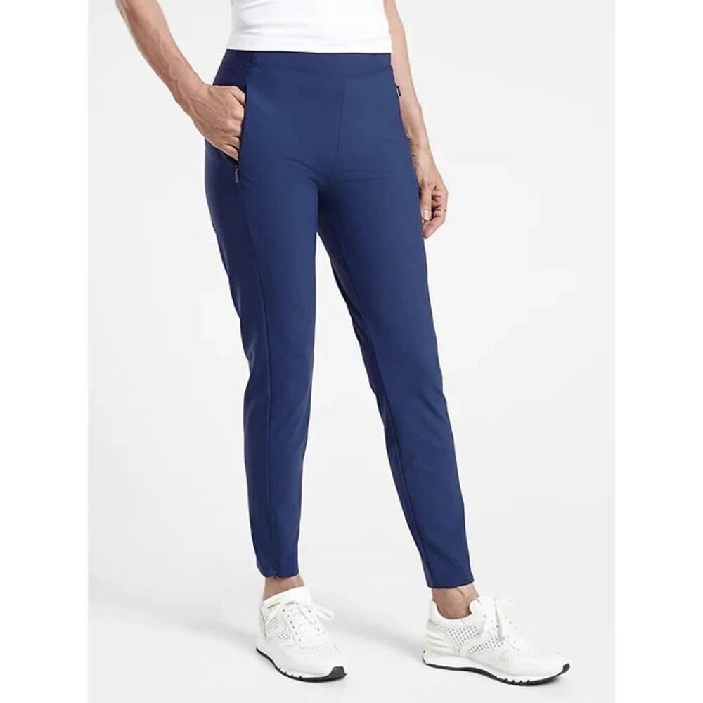 Athleta Stellar Leggings, 2 Zip, 2 Stash Pockets, Zip Ankles Elastic Waist Sz 4P